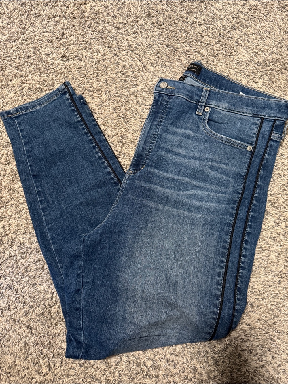 Banana Republic Dark Blue Skinny Jeans with Black Side Stripe